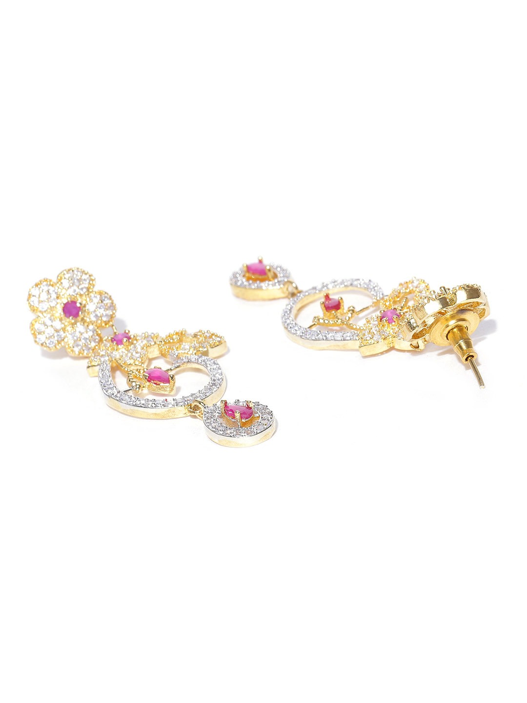YouBella Gold-Toned  Pink Stone-Studded Jewellery Set